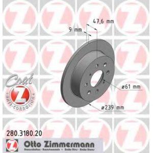 Диск тормозной задний OTTO ZIMMERMANN (280.3180.20)  -  Німеч-на