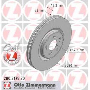 Диск гальмівний передній OTTO ZIMMERMANN (280317820) - Німеччина