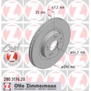 Диск гальмівний передній OTTO ZIMMERMANN (280317620) - Німеччина